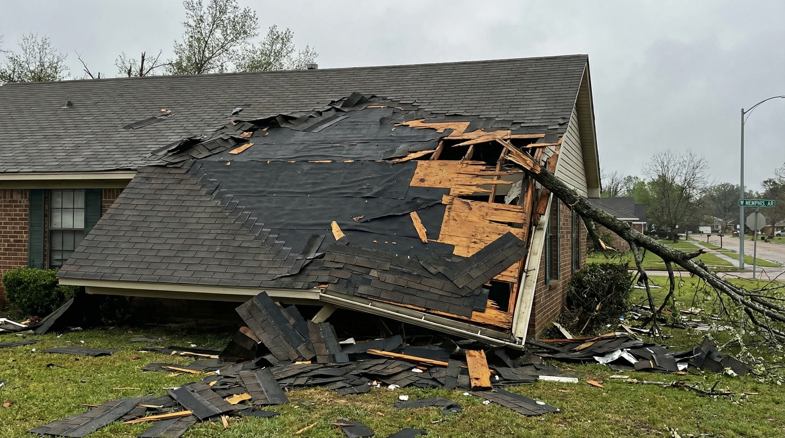 Wind damage on roof